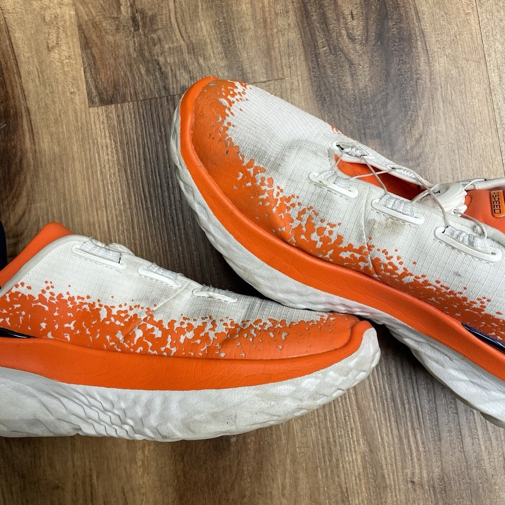 UA Under Armour SlipSpeed Mega Ripstop BOA Orange/White Shoes Men's Size 9 - Picture 5 of 6